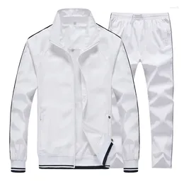 Men's Tracksuits Men Tracksuit Spring Autumn Male Classic Sports Suit Jacket Sweatpants 2 Pieces White Sportswear Sets Asian Size