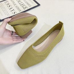 Casual Shoes Single Shoe Women's Spring/Summer 2024 Square Head Breathable Lazy Flat Black Comfortable And Simple