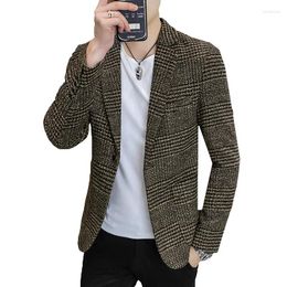 Men's Suits Simple Atmosphere Small Suit Korean Version Slim Top Handsome Casual Plaid Single Trend Formal Coat Men