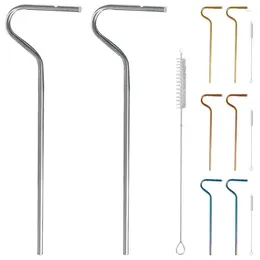 Disposable Cups Straws Drinking Long Flexible Cocktail Straw Beverage Tube Stainless Steel With Cleaning Brush Bar Party Tools