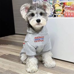 Dog Apparel Letter Print Solid Colour Hoodie Clothes Grey Fashion Small Dogs Clothing Cat Warm Comfortable Winter Pet Items Wholesale