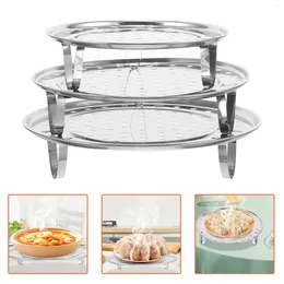 Double Boilers 3 Pcs Steamer Pot Steaming Rack Stand Multifunction Round Stainless Steel Plate