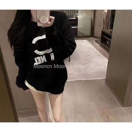 Designer 2023 Autumn/Winter New C-Letter Flocking Embroidery Big Round Neck Long Sleeve Loose Lazy Knitted Sweater for Women