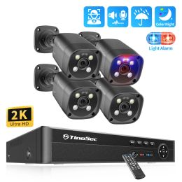 System 8CH 2K UHD 4MP POE Camera System Outdoor AI Human Detect Twoway Conversation CCTV Video Security Surveillance H.265 NVR Kit