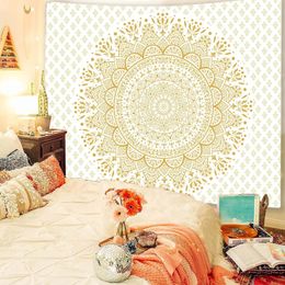 Indian Mandala Tapestry Wall Hanging Sandy Beach Throw Rug Blanket Camping Tent Travel Mattress Bohemian Sleeping Pad Tapestries 240328