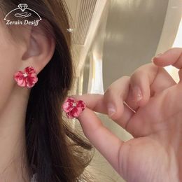 Stud Earrings Super Fairy Baking Paint Flower Light Luxury Niche Jewellery For Woman Piercing Holiday Accessories