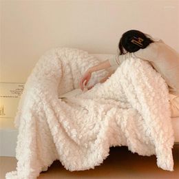 Blankets Ins Style Modern Simple Puff Velvet Blanket Light Luxury Autumn And Winter Sofa Thickened Warm Lamb