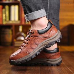 Casual Shoes Men High Top Kitchen Board Autumn Waterproof Versatile Leather Anti-slip