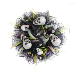 Decorative Flowers Spooky Halloween Wreath Grey And Black Artificial Plant Gothic Door