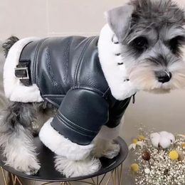 Dog Apparel Fashion Pet Clothes For Small Dogs Winter Clothing Thickened Fur Motorcycle Jacket Teddy Pomeranian Schnauzer PC2452