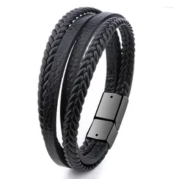 Charm Bracelets ZG 2024 Vintage Design Handwoven Bracelet For Men Alloy Magnetic Buckle Leather Jewellery