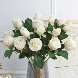 Decorative Flowers Real Touch Rose Artificial Single Branch Flower DIY Floral Arrangement Decoration Fake Wedding Bride Bouquet Home Decor