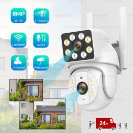 Cameras 1/4PCS Dual Lens 5G Wifi Camera CCTV IP Surveillance Color Night Vision Outdoor Waterproof Security Protection Wireless Monitor