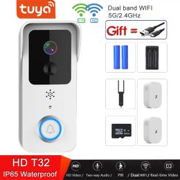 Doorbell 2022 Tuya Video Doorbell 5G Dual WiFi Outdoor Door bell Waterproof IP65 Battery Intercom Smart Home Wireless Door Phone Camera