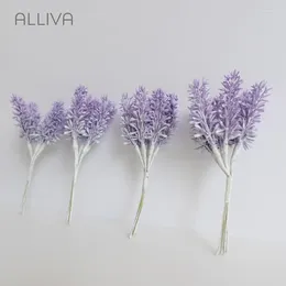 Decorative Flowers 10pcs/lot ALLIVA Retailing Plastic Flower Simulative Arrangement DIY Craft Wedding Custom-made Purple Lavender Bouquet