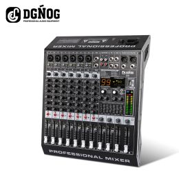 Equipment Dgnog D8 8 Channel Sound Mixer 99 Dsp Professional Audio Mixer Bluebooth Usb 48v for Dj Mixing Console Karaoke Recording Studio