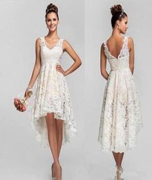 Boho Wedding Dresses High Low Lace Bridal Gowns V Neck Empire Plus Size Wedding Dresses Short Wedding Guest Dresses3332193