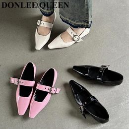 Casual Shoes 2024 Brand Spring Flats Fashion Ankle Strap Loafer Pointed Toe Shallow Slip On Lady Elegant Mary Jane Ballerina