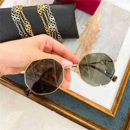 2024 10% OFF Luxury Designer New Men's and Women's Sunglasses 20% Off Fashion Version Hot polygon metal frame chain