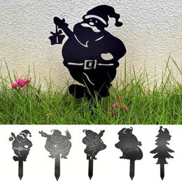 Garden Decorations Christmas Metal Stake Art Snowman Santa Tree Yard Sign Outdoor Decoration Navidad