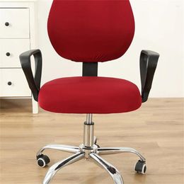 Chair Covers Office Cover Stretchable Computer Seat Backrest Slipcovers Solid Colour Rotating Cushion Protectors
