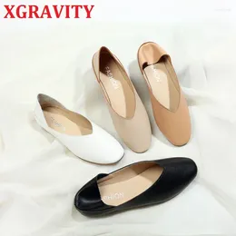 Casual Shoes XGRAVITY C328 Elegant Women V Cut Design Flat Fashion Ladies Flats Round Toe Slides Footwear Lady