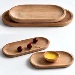 Tea Trays Beech Wood Plate Tray Dish Dessert Sushi Snack Fruit Buffet Children Tableware Decorative Solid Oval Plates Natural Living