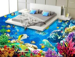 Wallpapers Waterproof Floor Mural Painting 3d Custom Po Self-adhesive Ocean Dolphin