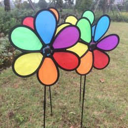 Garden Decorations 1Pc Flower Windmill 3D Multicolor Rainbow Wind Spinner Toy Yard Decoration Ornament Kids For Christmas Party