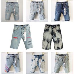 Men's Jeans Purple Jeans Short Mens Designer Straight Holes Summer Night Club Blue Womens Shorts Style Luxury Patch Same Brand