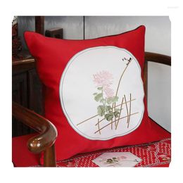 Pillow Cover Decorative Case Modern Chinese Traditional Embroidery High Quality Classic Linen