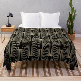 Blankets Gold And Black Art-deco Pattern 45 Throw Blanket Extra Large Giant Sofa Oversized