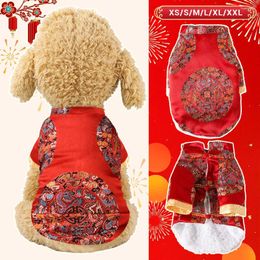Dog Apparel Winter Pet Chinese Tang Suit Style Warm Jacket Cat Clothes Coat Clothing Year For Dogs