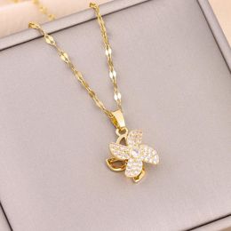 Pendant Necklaces Rotatable Zircon Crystal Lucky Windmill For Women Trendy Female Stainless Steel Chain Lady Accessories