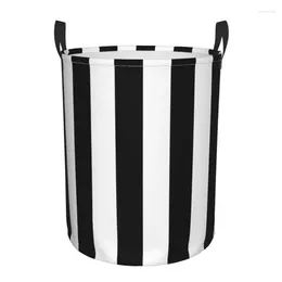 Laundry Bags Vertical Black And White Stripes Dirty Baskets Foldable Large Waterproof Clothes Toys Sundries Storage Basket