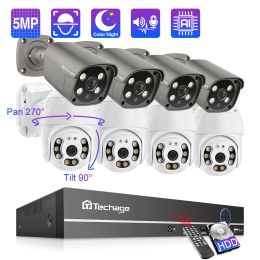 System Techage 8CH 5MP HD CCTV POE Human Detection IP66 Outdoor Twoway Audio IP Camera Video Security Protection Surveillance System