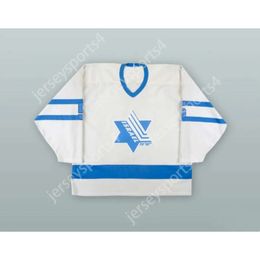 Gdsir Custom ISRAEL NATIONAL TEAM WHITE HOCKEY JERSEY NEW Top Ed S-M-L-XL-XXL-3XL-4XL-5XL-6XL