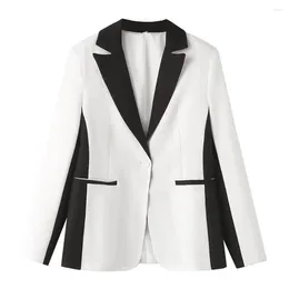 Women's Suits 2024ZAR Spring/Summer Style Versatile Slimming Casual Black And White Spliced Suit Coat