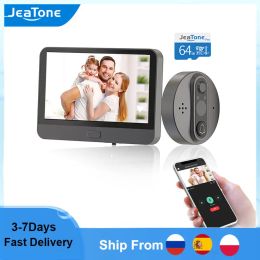 Doorbells JeaTone WiFi Video Peephole for Door Tuya Doorbell Viewer Camera for Smart Home Wireless Video Eye Intercom with Motion Record