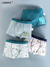 LJMOFA 4 Piece Kids Boys Underwear Soft Toddler Shorts Panties Cartoon Dinosaur Briefs For Infant Children Teen Underpant B191 240329