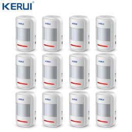 Detector Kerui 12pcs P819 Rechargeable 5V USB 433MHz Wireless PIR Motion Detector For GSM PSTN Security Alarm System Auto Dial Alarm Kit