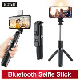 Monopods Portable Wireless Bluetooth Handheld Gimbal Stabiliser Mobile Phone Selfie Stick Tripod with Fill Light Shutter for Ios Android