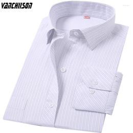 Men's Casual Shirts Men Shirt White Stripes England Style For Summer Spring Long Sleeve Gentlemen Male Fashion Clothing Turndown Collar