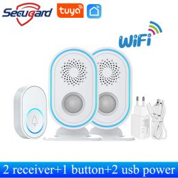 Doorbell Tuya Wifi Doorbell Wireless Welcome Greeting Chime 433MHz Motion Sensor PIR Infrared Detect Smart Home Security Alarm System