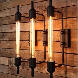 Wall Lamp Vintage Black Steam Pipe Metal Sconces Fixtures Lights Bar Lamps 1 Free Retro Bulb