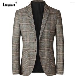 Men's Suits Plus Size Formal Party Suit Blazers Lapel Collar Jackets Men Vintage Plaid Tops Outerwear 2024 Winter Cashmere Blazer