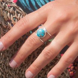 Cluster Rings CAOSHI Bohemia Imitation Turquoise Finger Ring Female Simple Design Versatile Jewellery For Women Daily Party Accessories Gift