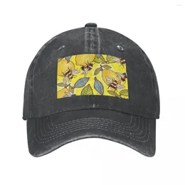 Ball Caps Yellow Lemon And Bee Garden. Cowboy Hat Bobble Women Hats Men'S