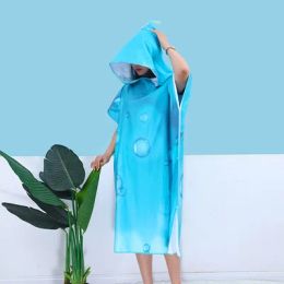 Accessories Adult Microfiber Wetsuit Changing Robes Quick Drying Hooded Beach Poncho Towel Wearable Swimming Diving Surf Large Size Bathrobe