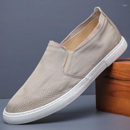 Casual Shoes Men's Canvas Spring Autumn Leisure Anti-slip Driver Working Lightweight Breathable Slip On Men Shoes#23007